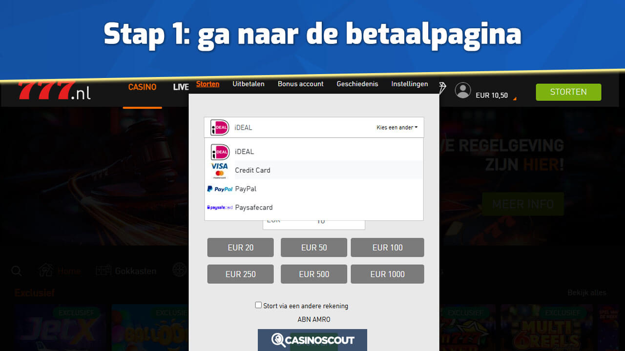 Ga naar de creditcard betaalpagina