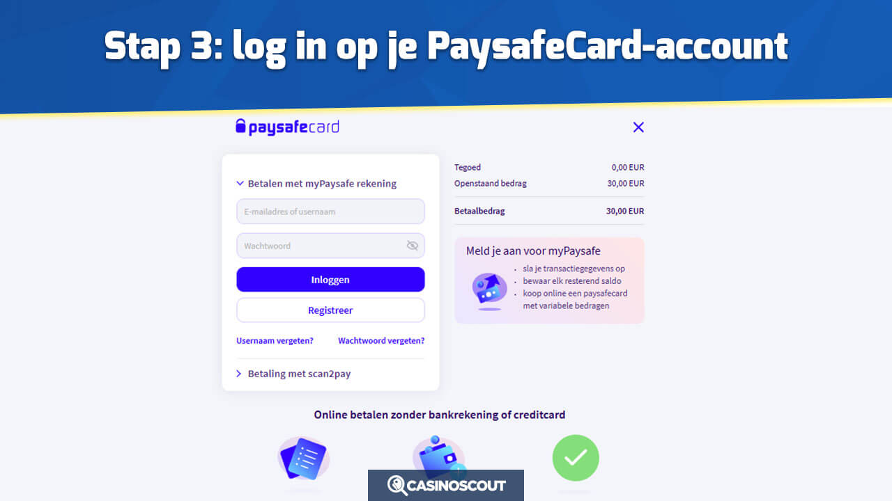 Log in op je PaysafeCard account