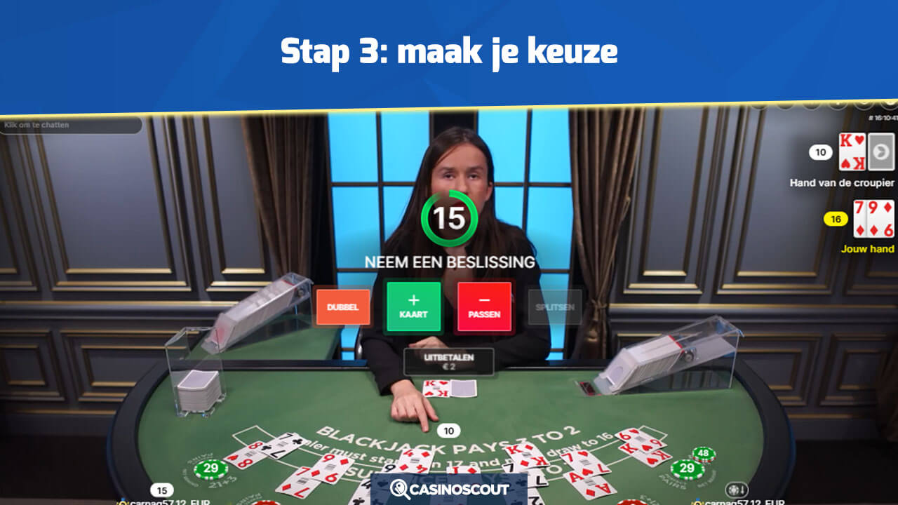 Keuze maken Live Blackjack