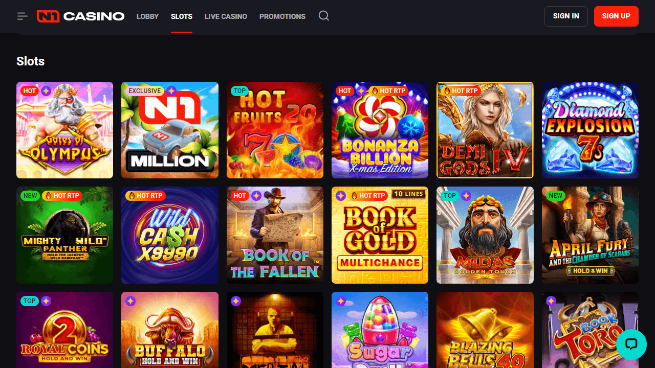 N1 Casino gokkasten screenshot
