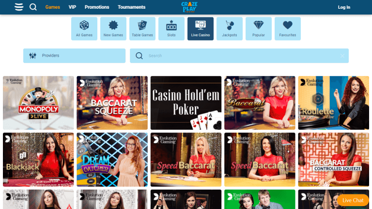 CrazePlay Casino Screenshot 3