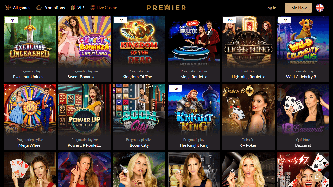 Premier Casino live casino screenshot