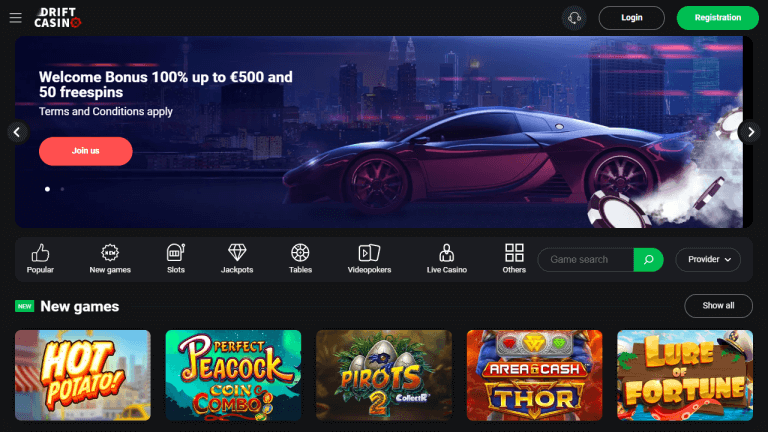 Drift Casino Screenshot 1