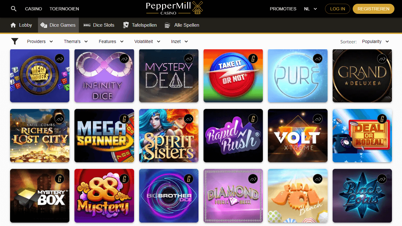 PepperMill Casino dice slots