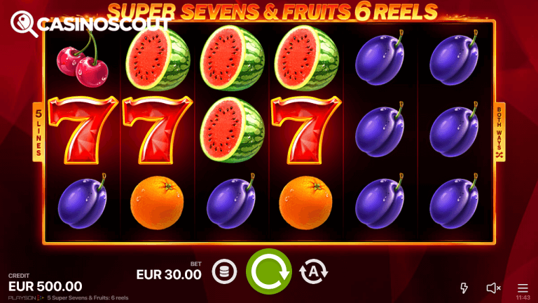 Super Sevens & Fruits 6 reels Review
