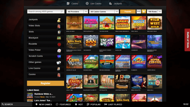 Videoslots Casino Screenshot 2