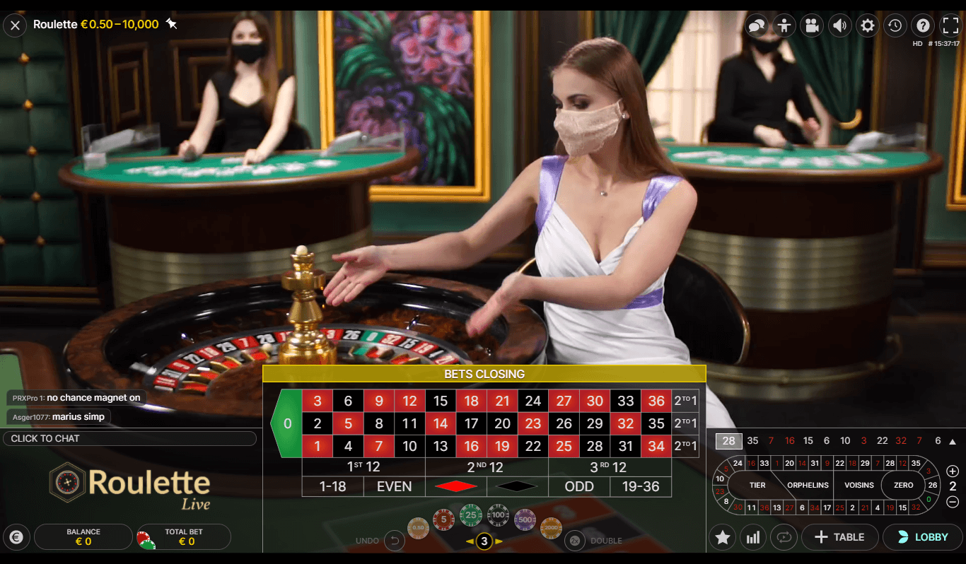 screenshot van live roulette