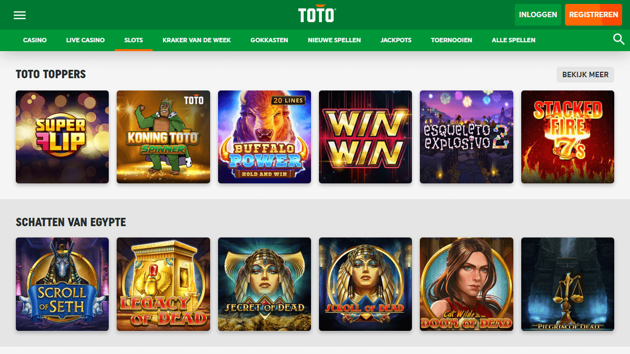 Een screenshot van de jackpotgokkasten sectie van Jack's Casino