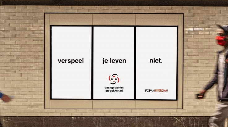Foto van reclame in Amsterdam anti gokken