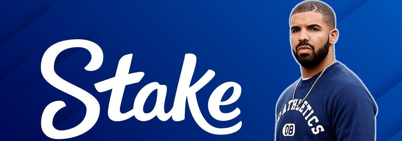Foto van Drake met het logo van Stake Casino