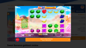 Screenshot van het spelen van een gokkast