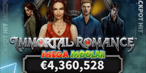 Immortal Romance Mega Moolah jackpot valt op € 4.36 miljoen
