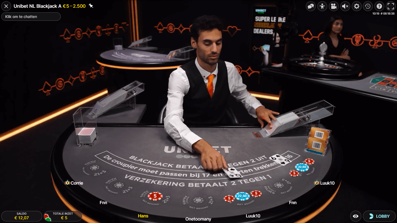 Kaarten delen tijdens blackjack