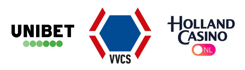 Logo's van Unibet VVCS en Holland Casino