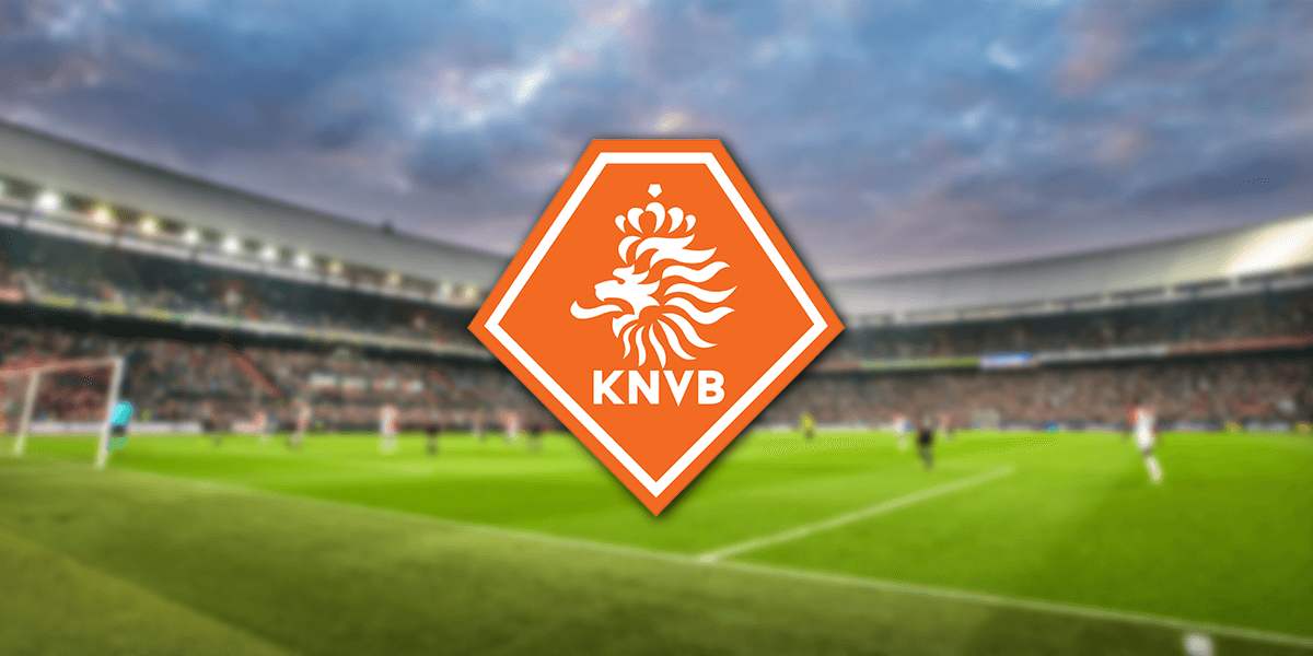 foto van voetbal stadion met KNVB logo