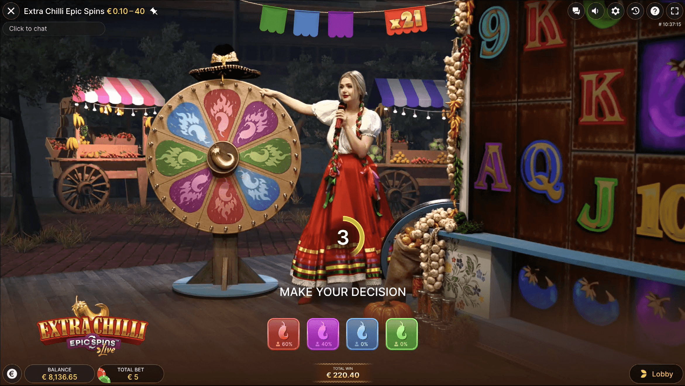 Gamble wheel free spins bonusspel Extra Chilli Epic Spins