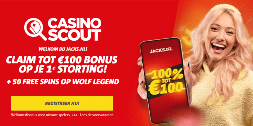Exclusieve CasinoScout.nl bonus: 50 extra spins op Wolf Legend