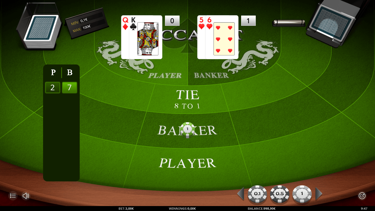 Eerste twee kaarten Baccarat screenshot
