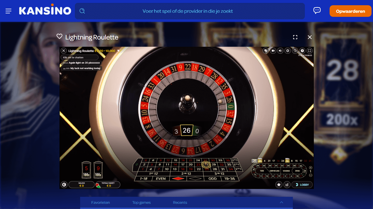 Lightning Roulette uitslag screenshot