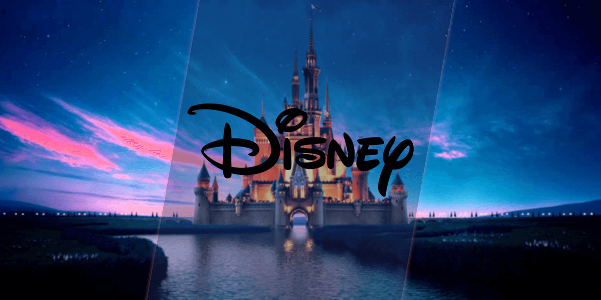 Disney logo met kasteel op achtergrond