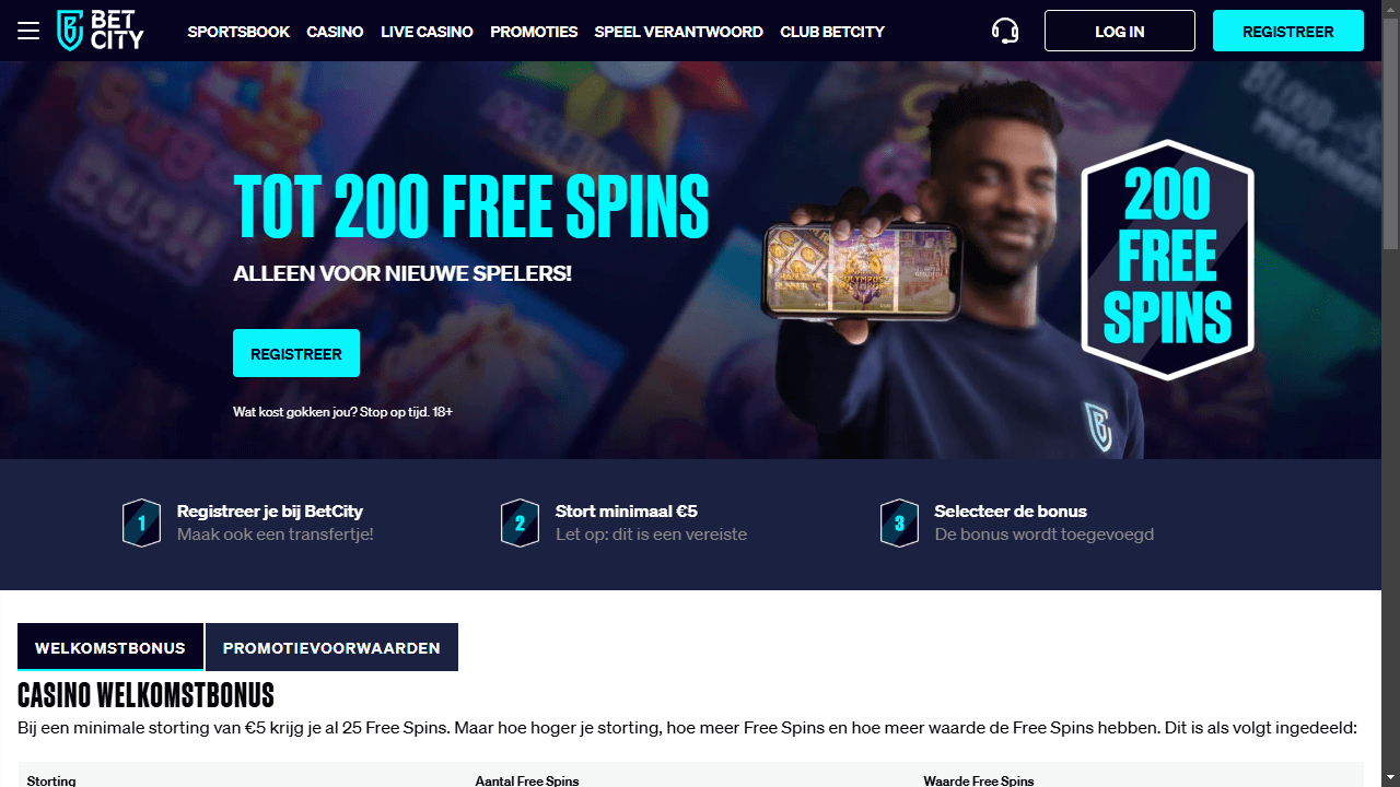 BetCity free spins bonus