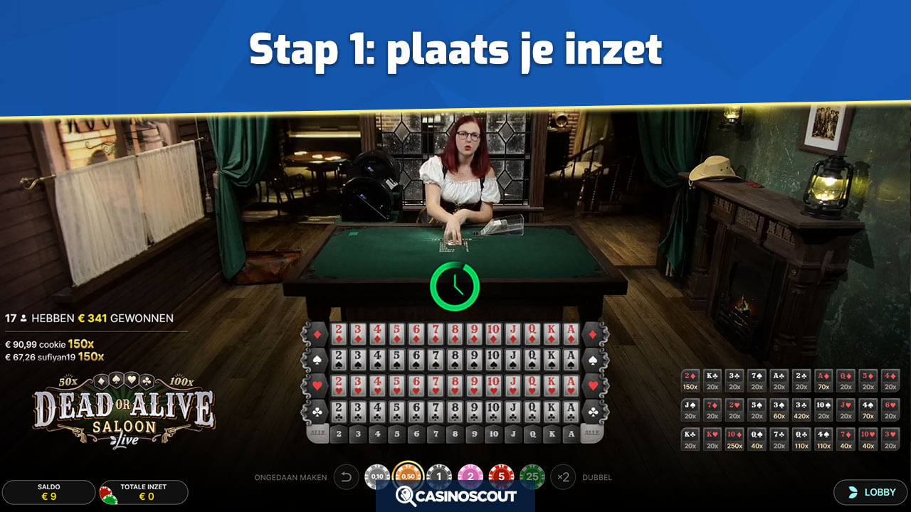 Inzetten plaatsen bij Dead or Alive: Saloon