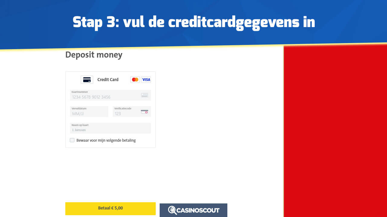 Mastercard gegevens invullen