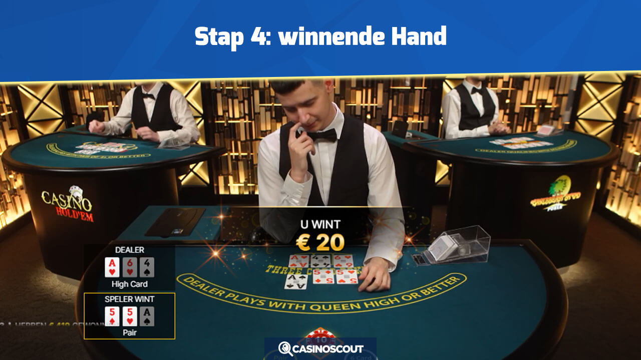 Winnende hand bij Three Card Poker